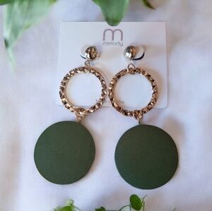 3 for $15  Earthy Gold & Wood Double Circle Earrings